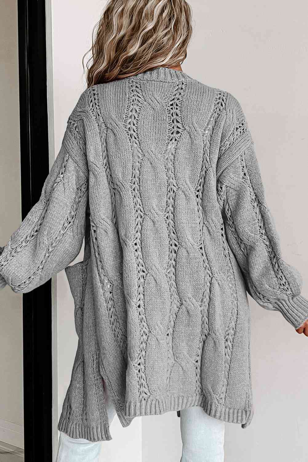 Cable-Knit Dropped Shoulder Cardigan Bazaarbey