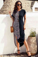 Leopard Color Block Split Dress -BazaarBey - www.shopbazaarbey.com