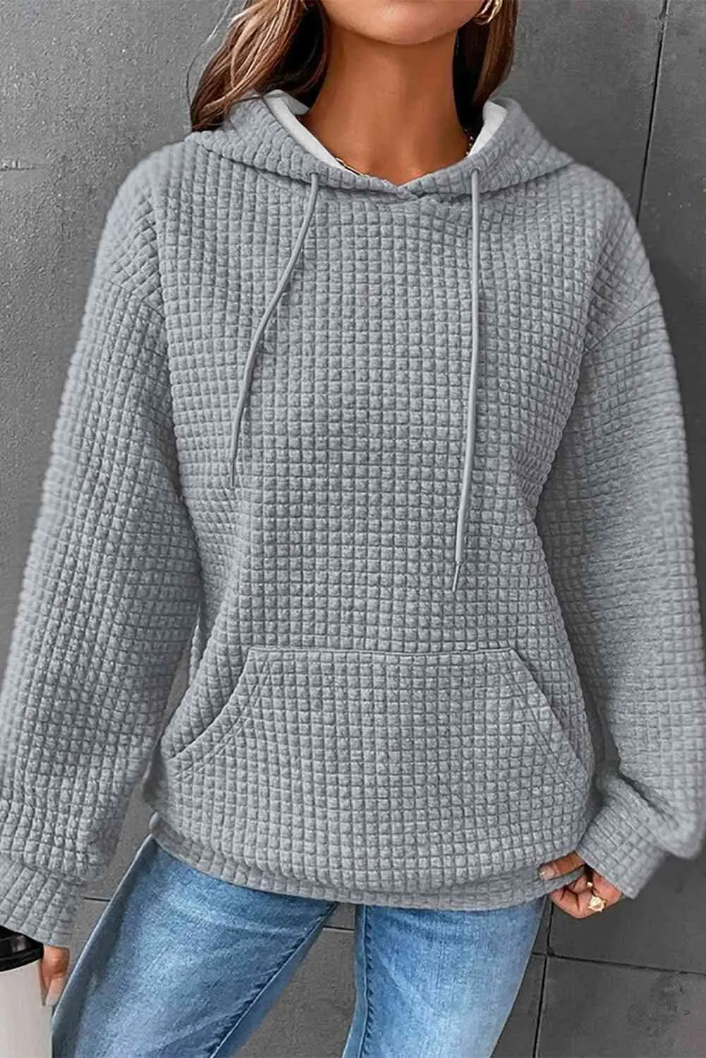 Dropped Shoulder Pocketed Hoodie Trendsi
