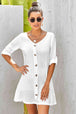 Buttoned V-Neck Dress -BazaarBey - www.shopbazaarbey.com