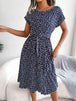  Floral Pleated Belted Dress -BazaarBey - www.shopbazaarbey.com