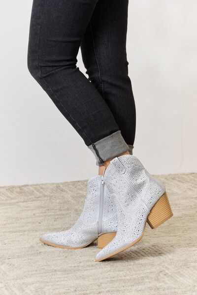  Rhinestone Ankle Cowboy Boots Trendsi