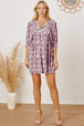 Floral Tie Neck Ruched Babydoll Dress -BazaarBey - www.shopbazaarbey.com