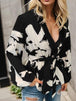 Printed Tie Front Lace Detail Cardigan Bazaarbey