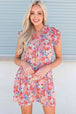 Floral Tie Neck Cap Sleeve Dress -BazaarBey - www.shopbazaarbey.com