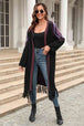  Geometric  Hem Open Front Duster Cardigan Bazaarbey