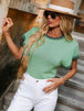  Round Neck Short Sleeve Knit Top Trendsi