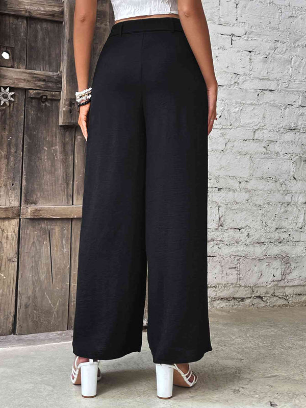 Ruched High Waist Wide Leg Pants Bazaarbey