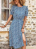 Floral Round Neck Split Midi Dress -BazaarBey - www.shopbazaarbey.com