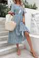 Printed Tassel Tie Flounce Sleeve Dress -BazaarBey - www.shopbazaarbey.com