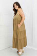 Zenana Full Size Spaghetti Strap Tiered Dress with Pockets in Khaki -BazaarBey - www.shopbazaarbey.com