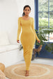 Round Neck Long Sleeve Maxi Wrap Dress -BazaarBey - www.shopbazaarbey.com