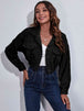 Collared Neck Dropped Shoulder Buttoned Jacket Bazaarbey