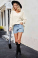 V-Neck Ribbed Dropped Shoulder Knit Top Trendsi