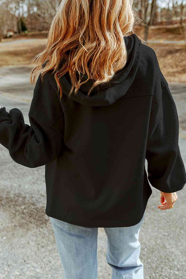 Zip-Up Drawstring Hooded Jacket Bazaarbey