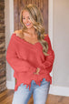 Frayed Hem Dropped Shoulder Sweater Bazaarbey