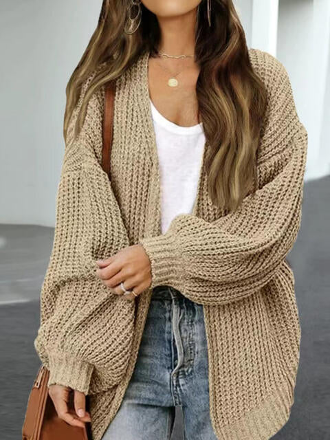 Drop Shoulder Balloon Sleeve Cardigan Bazaarbey