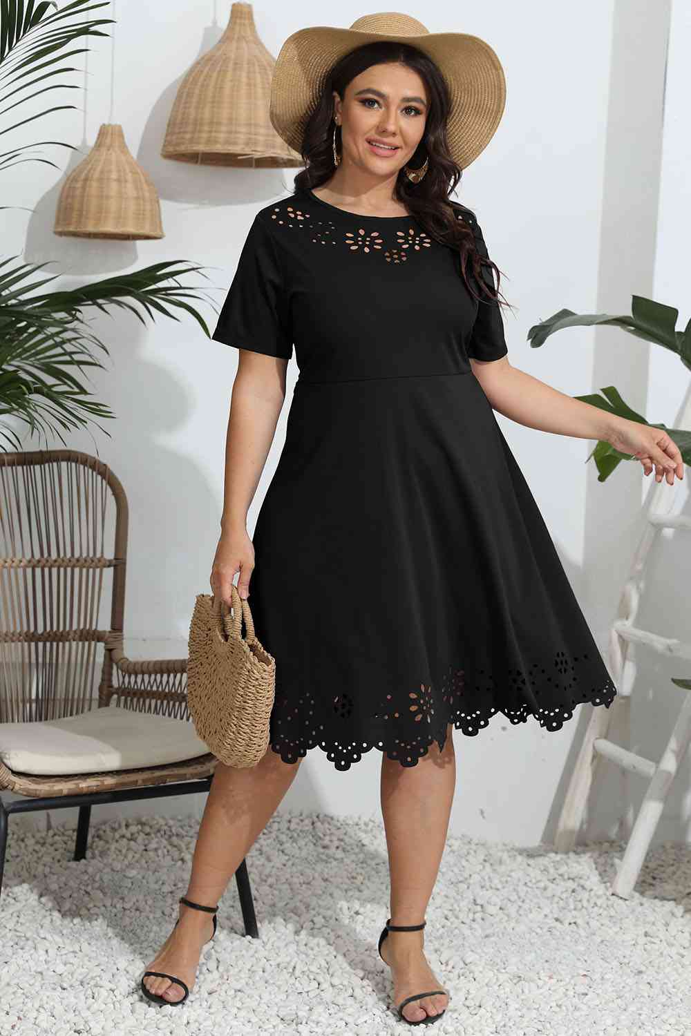 Plus Size Round Neck  Dress -BazaarBey - www.shopbazaarbey.com