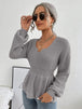 Notched Dropped Shoulder Knit Top Trendsi