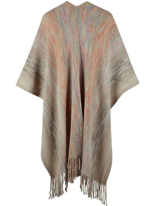 Heathered Fringe Hem Poncho Bazaarbey