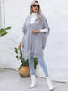 Fringe Trim Buttoned Hooded Poncho Bazaarbey