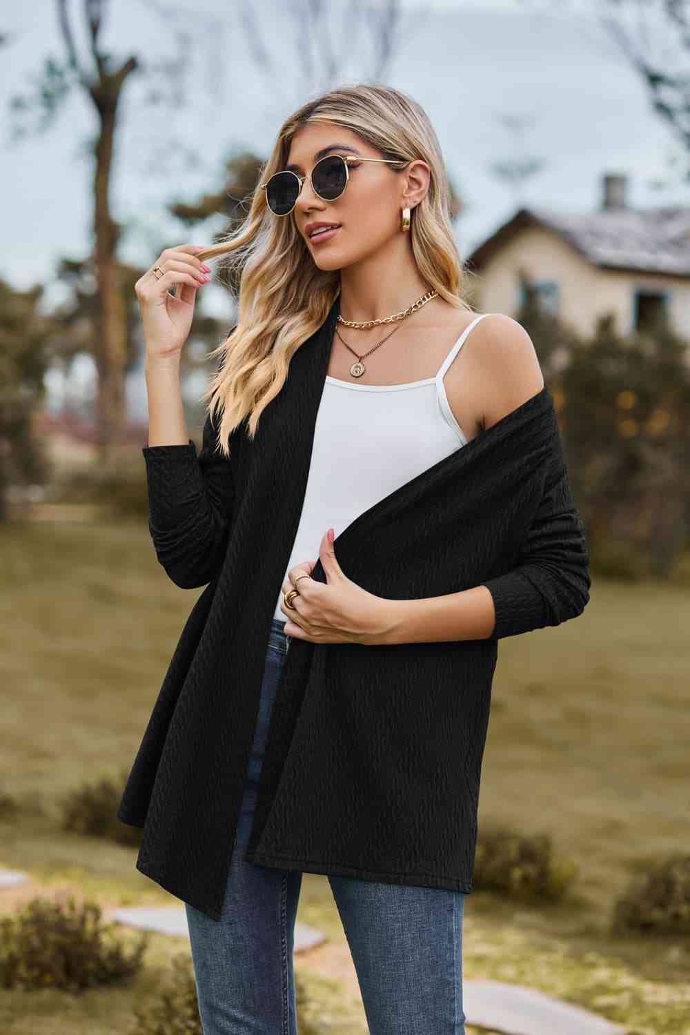 Open Front Long Sleeve Cardigan Bazaarbey