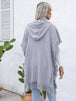 Fringe Trim Buttoned Hooded Poncho Bazaarbey
