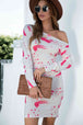 Printed Boat Neck Long Sleeve Dress -BazaarBey - www.shopbazaarbey.com