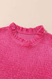 Smocked Round Neck Long Sleeve Dress -BazaarBey - www.shopbazaarbey.com