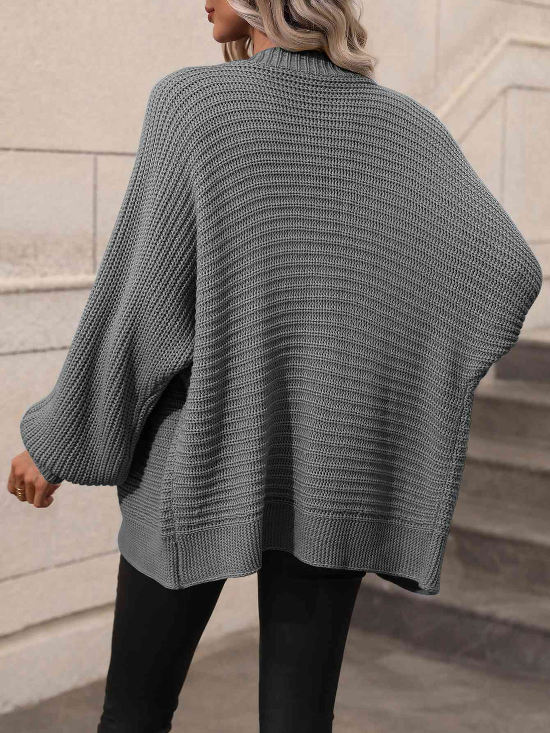  Button Down Horizontal-Ribbing  Cardigan Trendsi