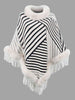 Striped Fringe Hem Poncho Bazaarbey