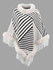Striped Fringe Hem Poncho Bazaarbey