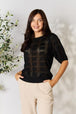  Ribbed Trim Round Neck Knit Top Bazaarbey