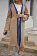  Geometric  Hem Open Front Duster Cardigan Bazaarbey