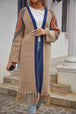  Geometric  Hem Open Front Duster Cardigan Bazaarbey