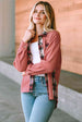 Plaid Button Down Collared Jacket Trendsi