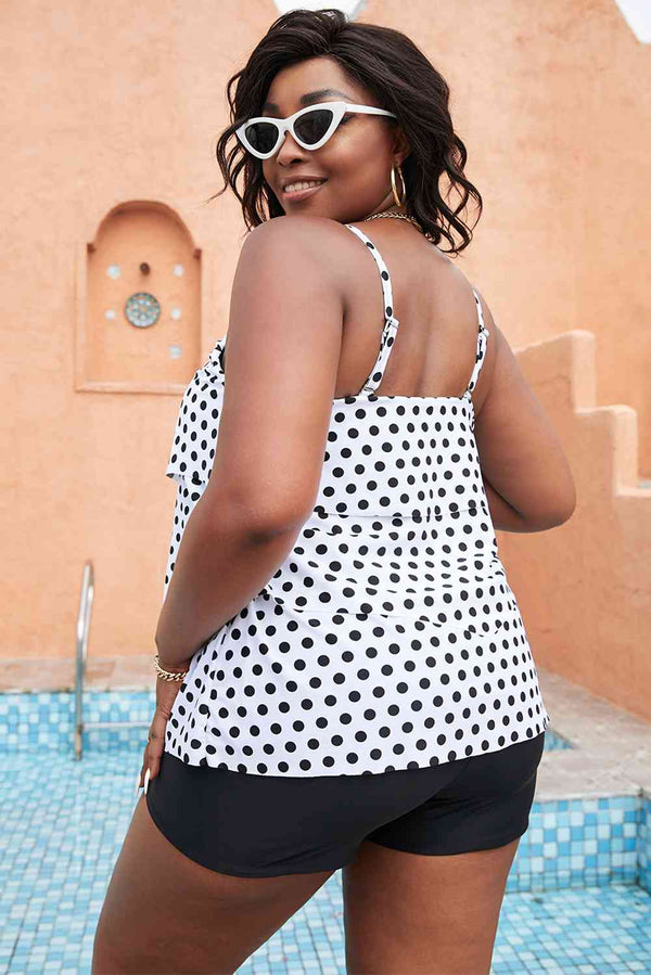 ka Dot Layered Swim Top Trendsi