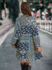 Printed Tie Front Flounce Sleeve Dress -BazaarBey - www.shopbazaarbey.com