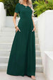 Round Neck Maxi Tee Dress with Pockets -BazaarBey - www.shopbazaarbey.com