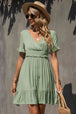 Smocked Waist Flounce Sleeve Ruffle Hem Dress -BazaarBey - www.shopbazaarbey.com
