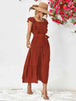 Tie Belt Ruffled Tiered Dress -BazaarBey - www.shopbazaarbey.com