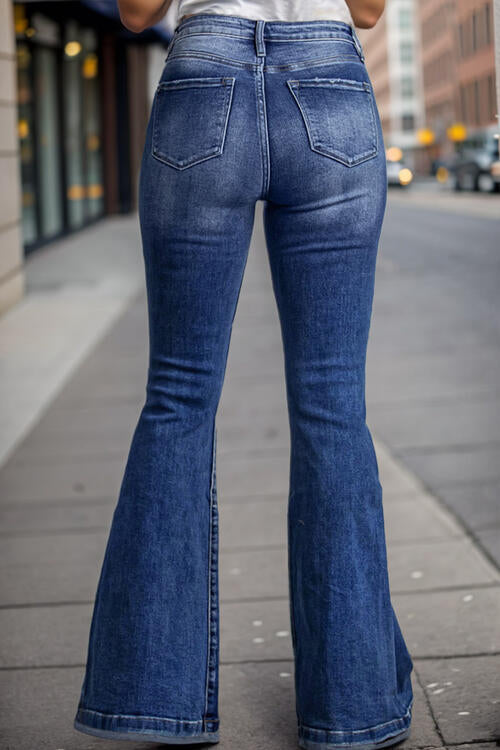 Plus Size High Waist Flare Jeans Bazaarbey