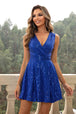 Sequin Surplice Neck Sleeveless Dress Bazaarbey