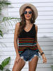Striped V-Neck Knit Tank Bazaarbey