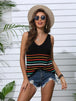 Striped V-Neck Knit Tank Bazaarbey