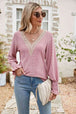  V-Neck Smocked Flounce Sleeve Blouse Bazaarbey