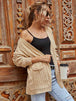 Ribbed Open Front Long Sleeve Cardigan with Pockets Bazaarbey
