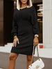 Round Neck Lantern Sleeve Dress -BazaarBey - www.shopbazaarbey.com