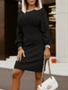 Round Neck Lantern Sleeve Dress -BazaarBey - www.shopbazaarbey.com