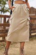 Drawstring Waist Slit Denim Skirt Bazaarbey